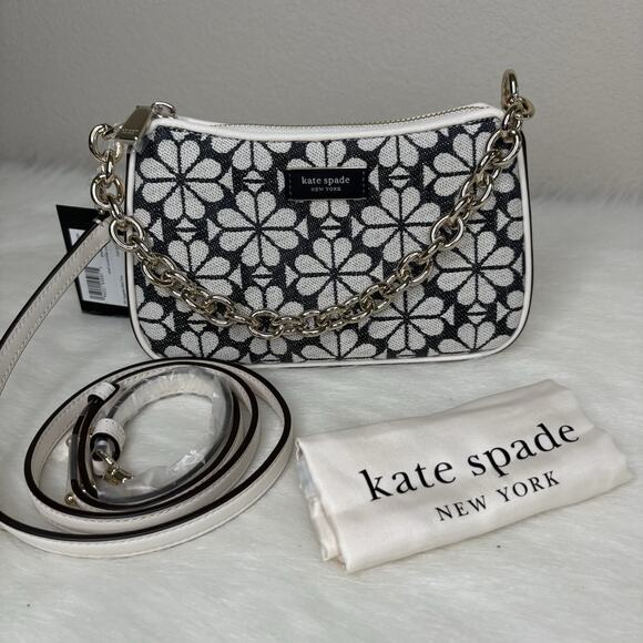 Kate Spade Jolie Spade Flower Jacquard Small Convertible Crossbody Bag Gray NWT - Picture 1 of 9